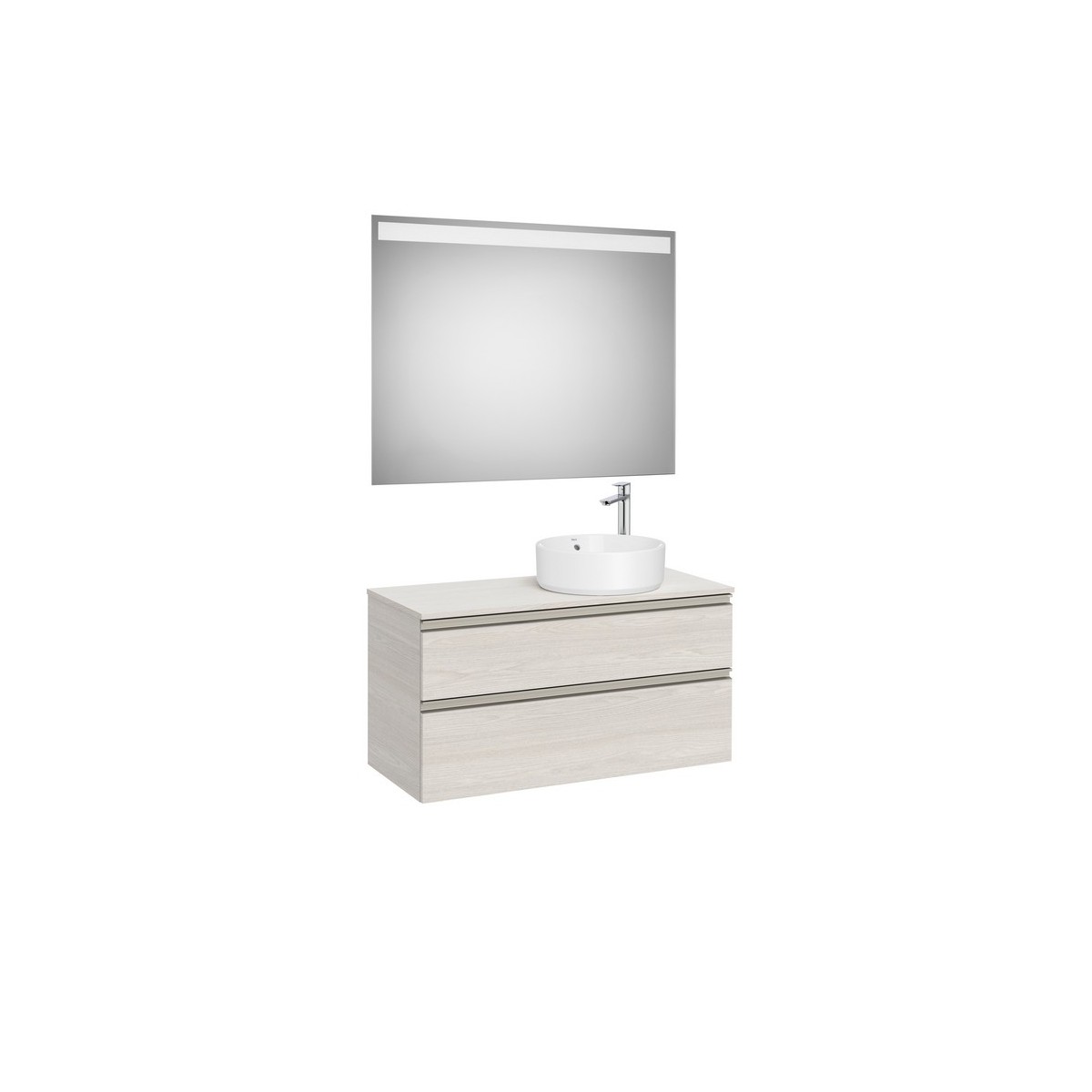 The gap pack 2t pour vasque à droite 1000mm frêne nordic/poignées nickel mat - ROCA A851972434 