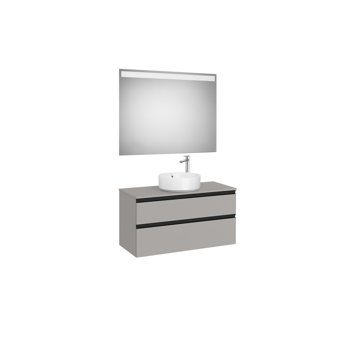 The gap pack 2t pour vasque centrée 1000mm gris moyen mat/poignées noires - ROCA A851973547 