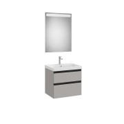 The gap pack 2t lavabo mural (unik+miroir) 600mm gris moyen mat/poignées noires - ROCA A851974547 