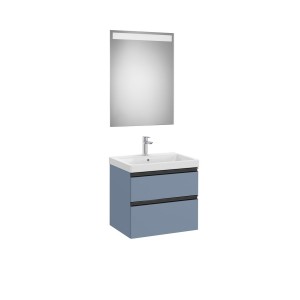 The gap pack 2t lavabo mural (unik+miroir) 600mm bleu mat/ poignées noires - ROCA A851974548 