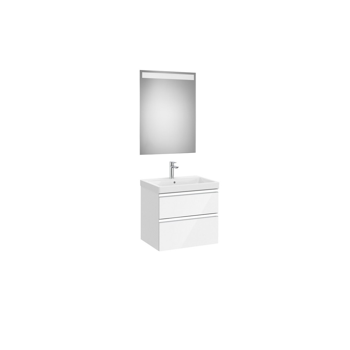 The gap pack 2t lavabo mural 600mm blanc brillant/poignées alu brillantes - ROCA A851974806 
