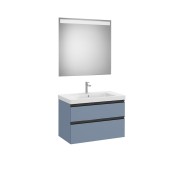 The gap pack 2t lavabo mural (unik+miroir) 800mm bleu mat/ poignées noires - ROCA A851975548 