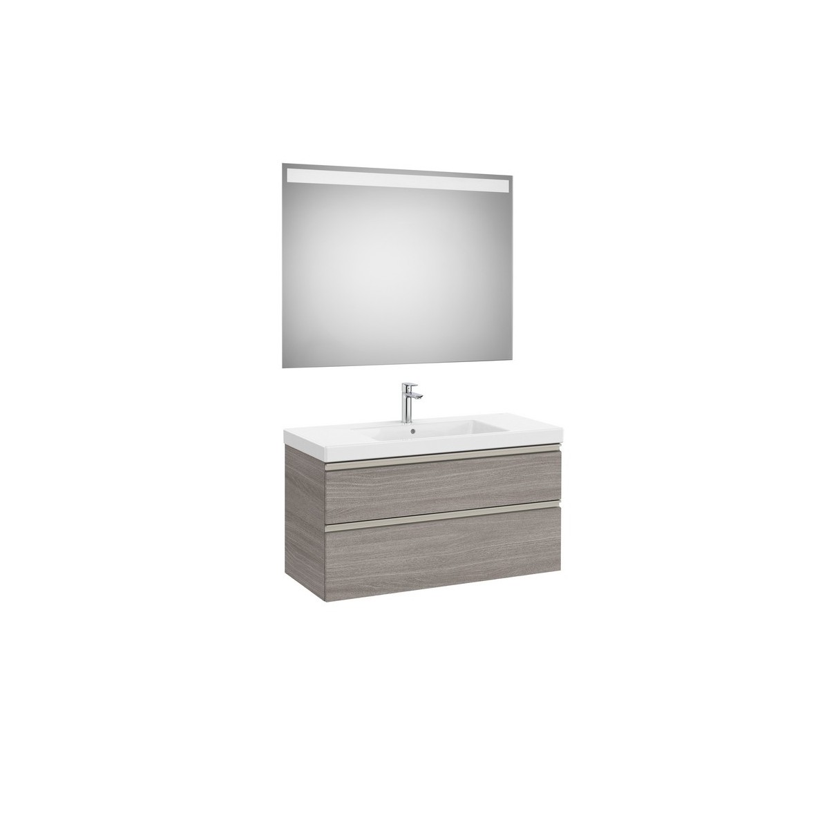 The gap pack 2t lavabo mural centré 1000mm city oak/poignées nickel mat - ROCA A851976402 