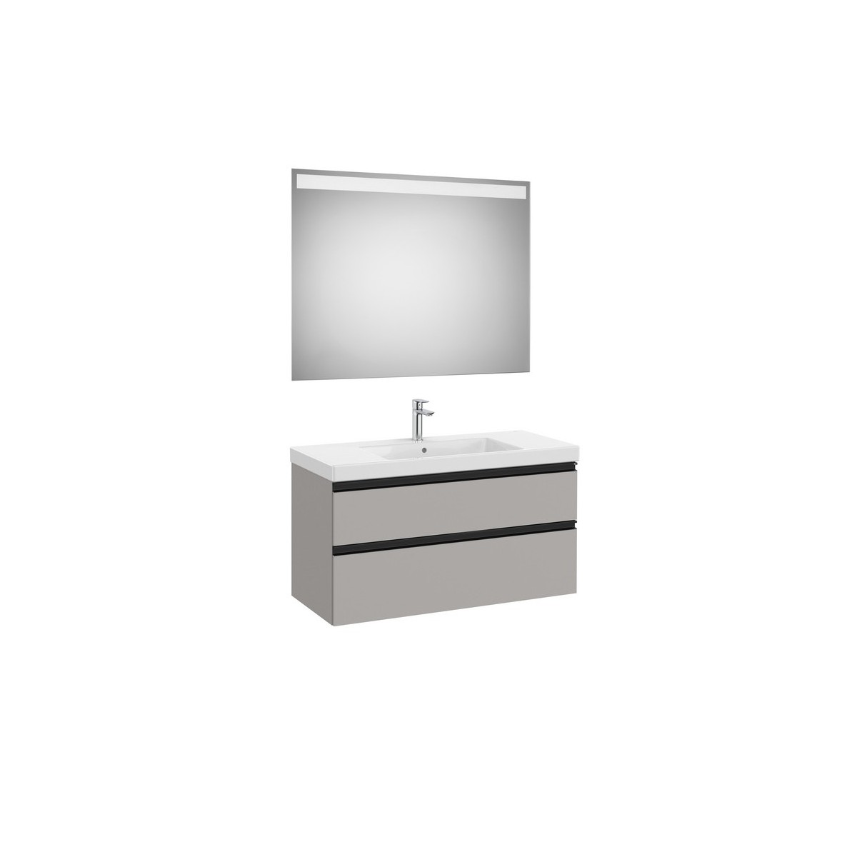 The gap pack 2t lavabo mural centré 1000mm gris moyen mat/poignées noires - ROCA A851976547 