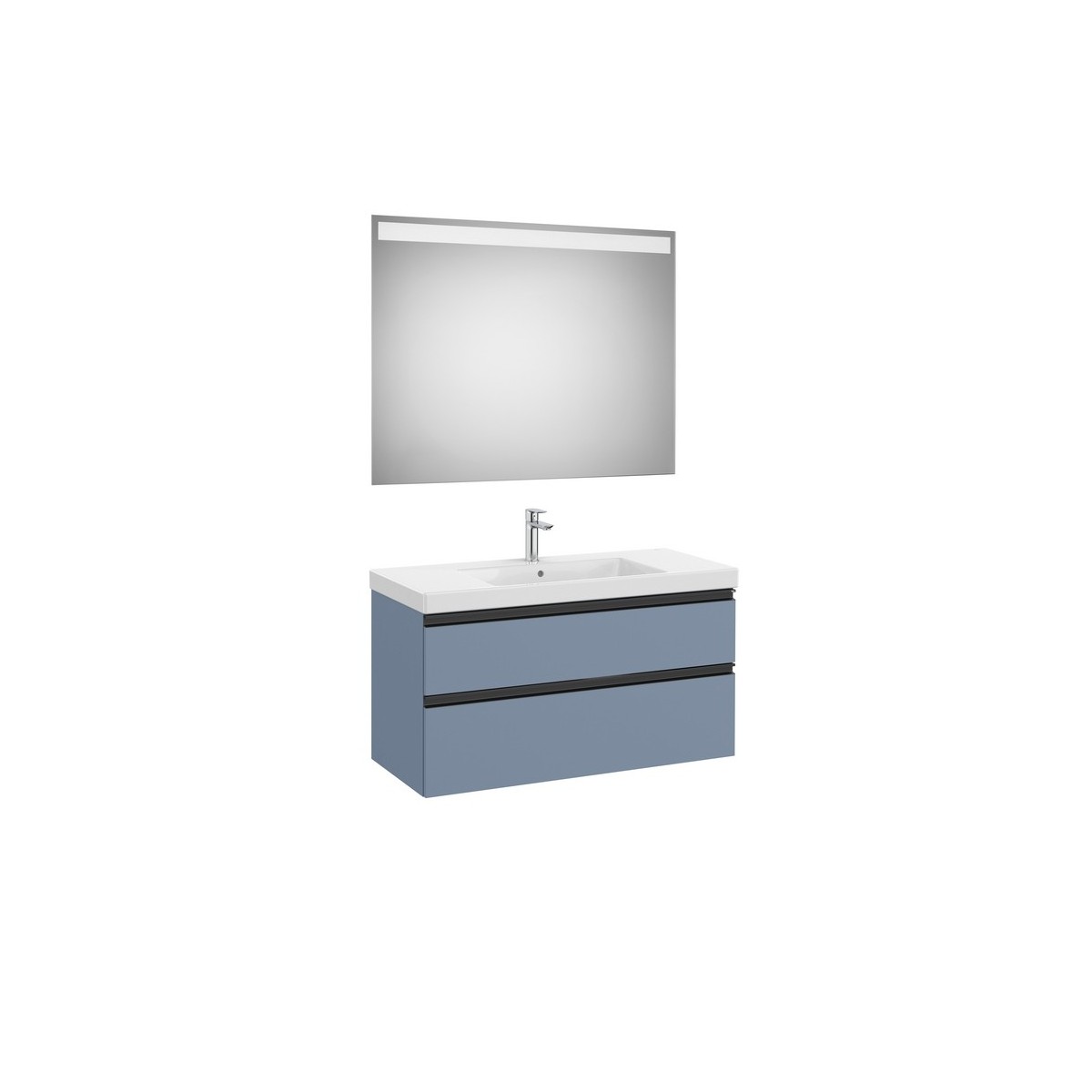 The gap pack 2t lavabo mural centré 1000mm bleu mat/ poignées noires - ROCA A851976548 