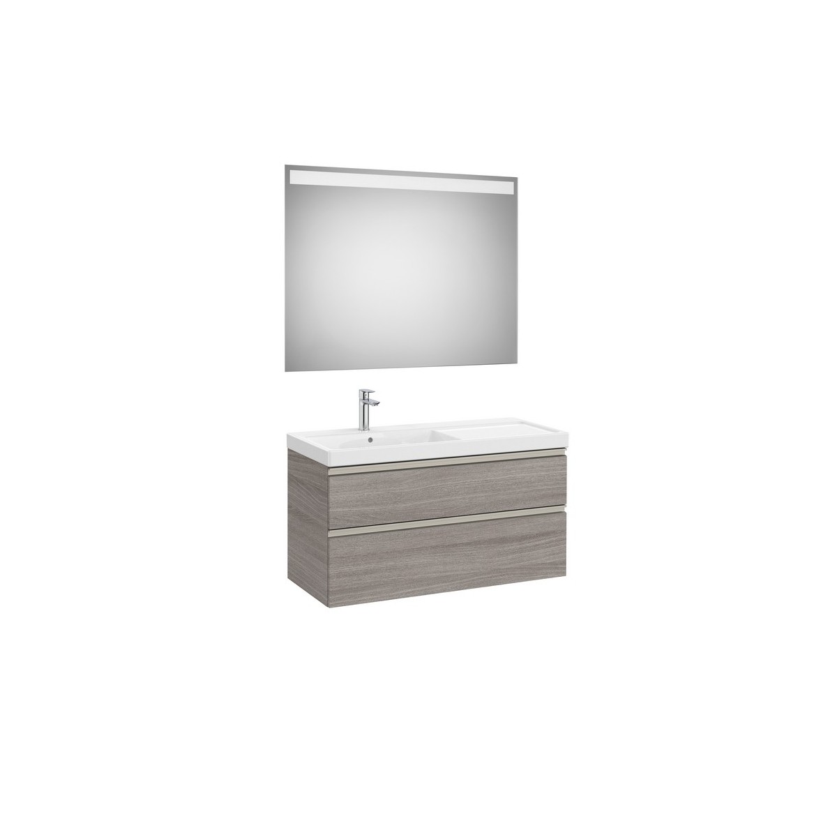 The gap pack 2t lavabo mural gauche 1000mm city oak/poignées nickel mat - ROCA A851977402 