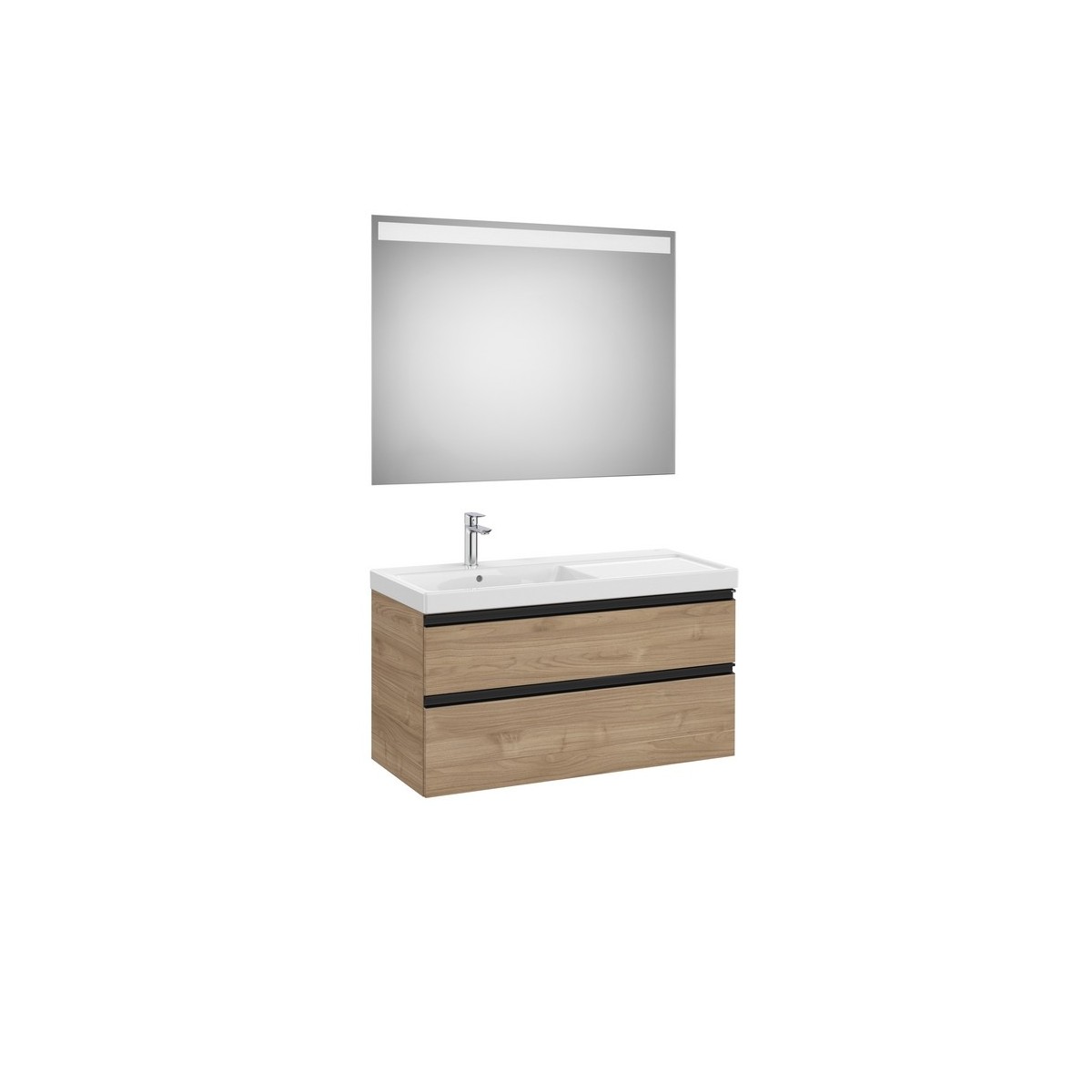 The gap pack 2t lavabo mural gauche (unik+miroir) 1000mm noyer/poignées noires - ROCA A851977517 