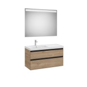 The gap pack 2t lavabo mural gauche (unik+miroir) 1000mm noyer/poignées noires - ROCA A851977517 