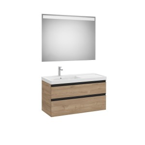 The gap pack 2t lavabo mural gauche (unik+miroir) 1000mm noyer/poignées noires - ROCA A851977517 