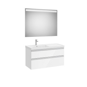 The gap pack 2t lavabo mural gauche 1000 blanc brillant/poignées alu brillantes - ROCA A851977806 