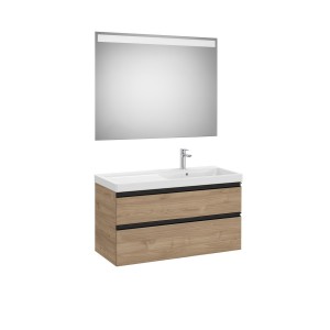 The gap pack 2t lavabo mural droite (unik+miroir) 1000mm noyer/poignées noires - ROCA A851978517 
