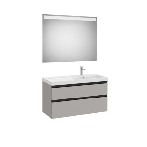 The gap pack 2t lavabo mural droite 1000mm gris moyen mat/poignées noires - ROCA A851978547 