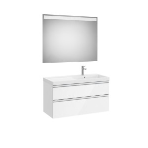 The gap pack 2t lavabo mural droite 1000 blanc brillant/poignées alu brillantes - ROCA A851978806 