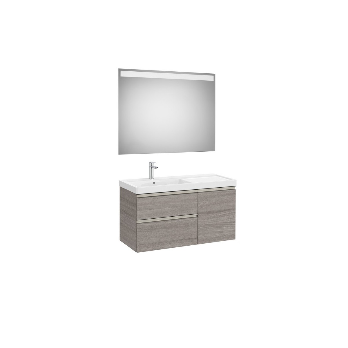 The gap pack 2t + 1p lavabo mural gauche 1000mm city oak/poignées nickel mat - ROCA A851979402 