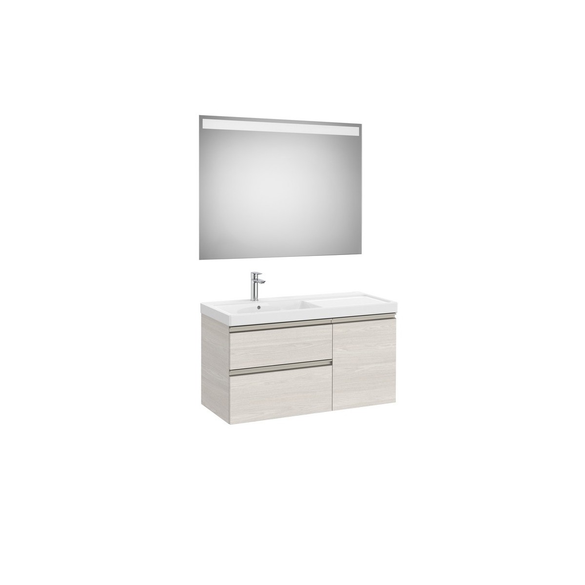 The gap pack 2t + 1p lavabo mural gauche 1000mm frêne nordic/poignées nickel mat - ROCA A851979434 