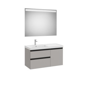 The gap pack 2t + 1p lavabo mural gauche 1000mm gris moyen mat/poignées noires - ROCA A851979547 