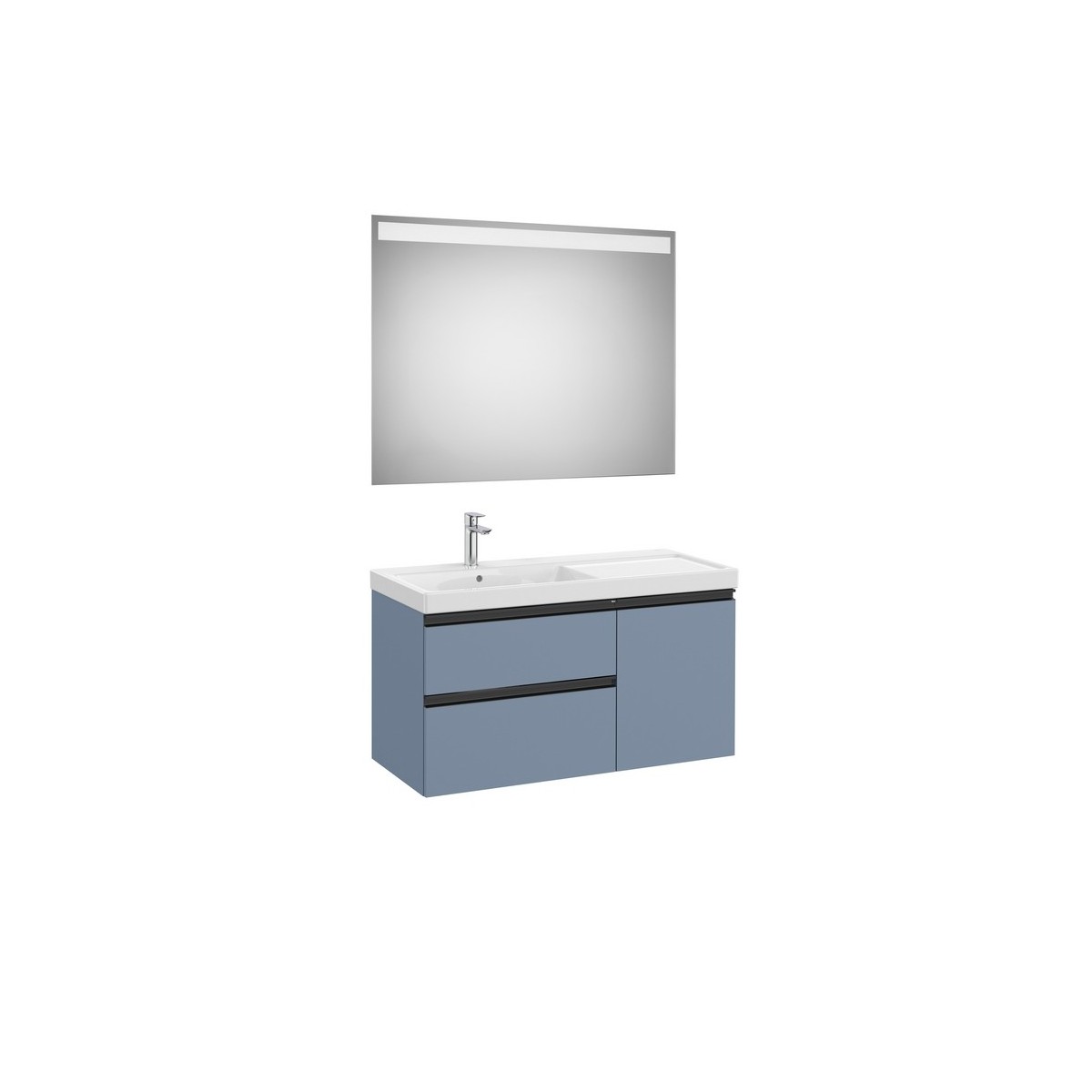 The gap pack 2t + 1p lavabo mural gauche 1000mm bleu mat/ poignées noires - ROCA A851979548 