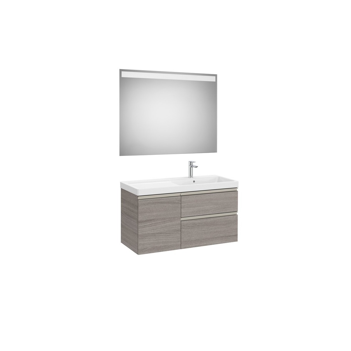 The gap pack 2t + 1p lavabo mural droite 1000mm city oak/poignées nickel mat - ROCA A851980402 