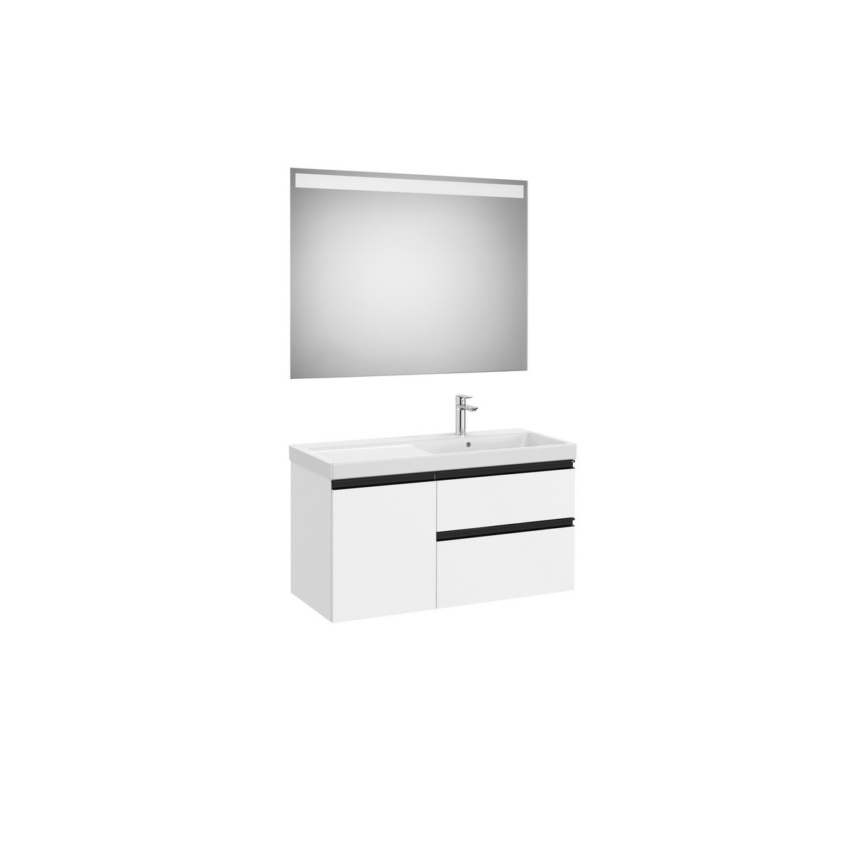 The gap pack 2t + 1p lavabo mural droite 1000mm blanc mat/poignées noires - ROCA A851980509 