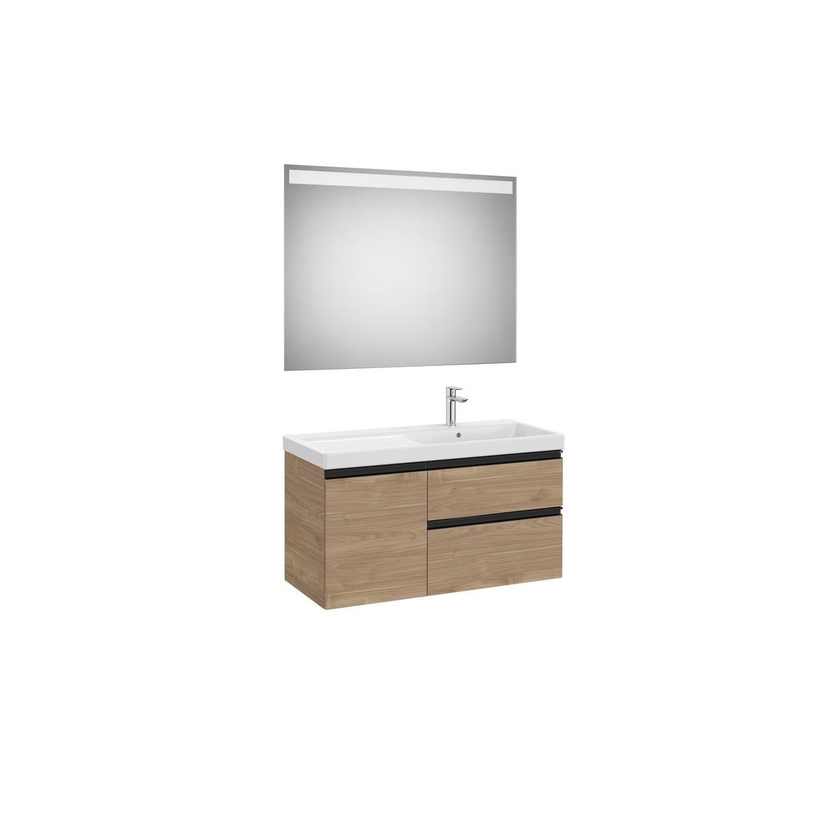 The gap pack 2t + 1p lavabo mural droite 1000mm noyer/poignées noires - ROCA A851980517 