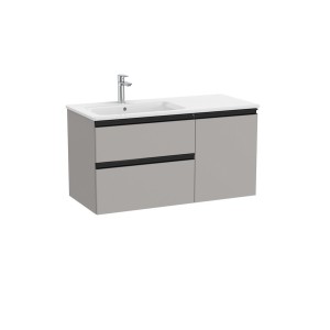 The gap unik 2t+1p lavabo asym gauche slim 1000 gris moyen mat/poignées noires - ROCA A851996547 