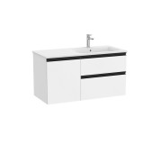 The gap unik 2t+1p lavabo asym droite slim 1000 blanc mat/poignées noires - ROCA A851997509 