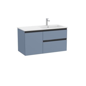 The gap unik 2t+1p lavabo asym droite slim 1000 bleu mat/ poignées noires - ROCA A851997548 