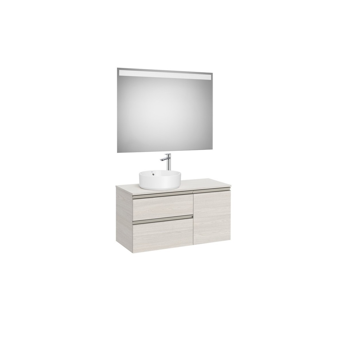 The gap pack 2t + 1p pour vasque à gauche 1000 frêne nordic/poignées nickel mat - ROCA A852000434 