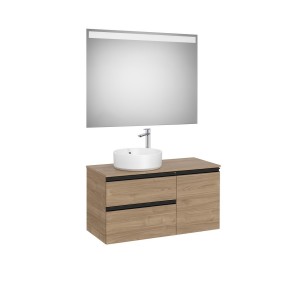 The gap pack 2t + 1p pour vasque à gauche 1000mm noyer/poignées noires - ROCA A852000517 