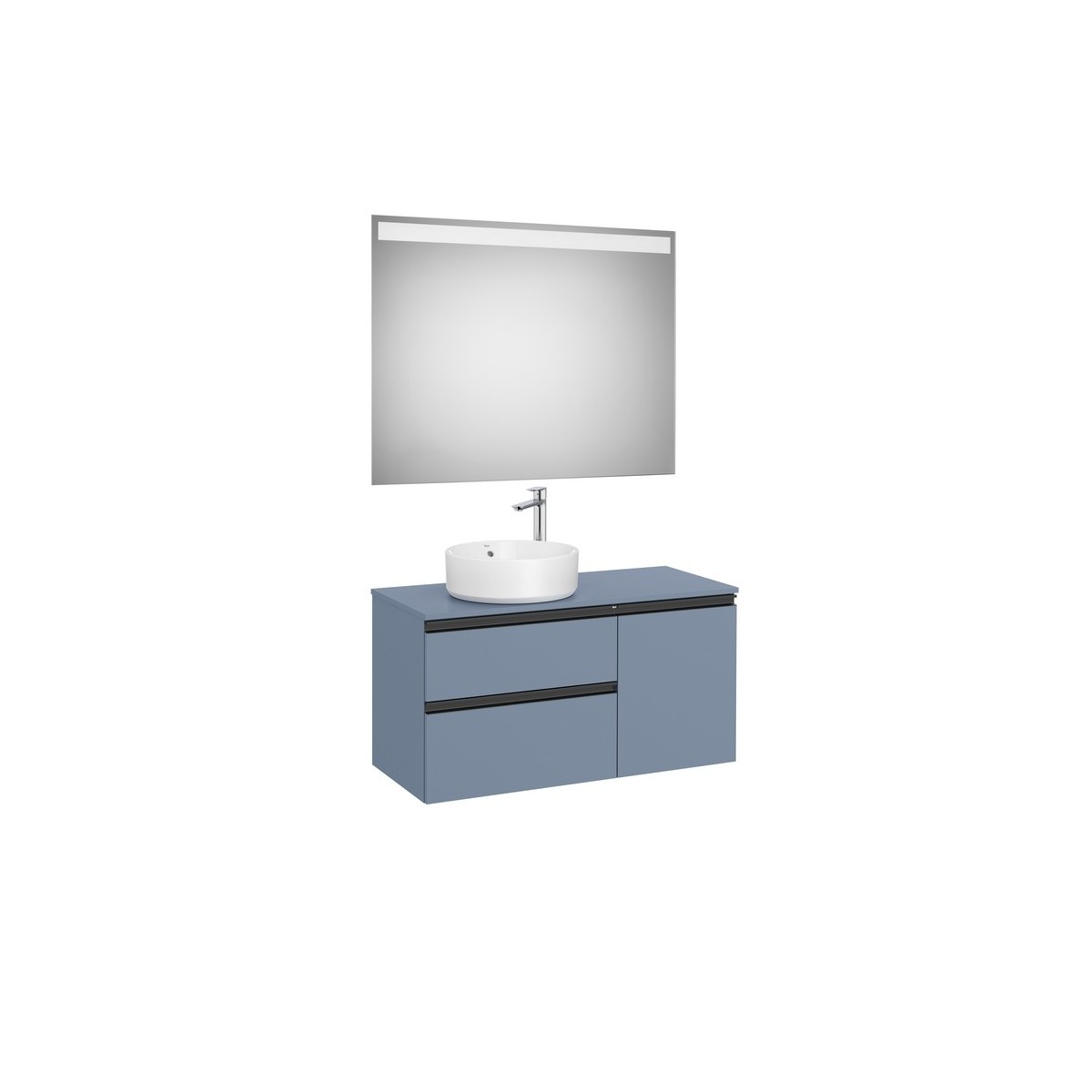 The gap pack 2t + 1p pour vasque à gauche 1000mm bleu mat/ poignées noires - ROCA A852000548 