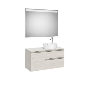 The gap pack 2t + 1p pour vasque à droite 1000 frêne nordic/poignées nickel mat - ROCA A852001434 