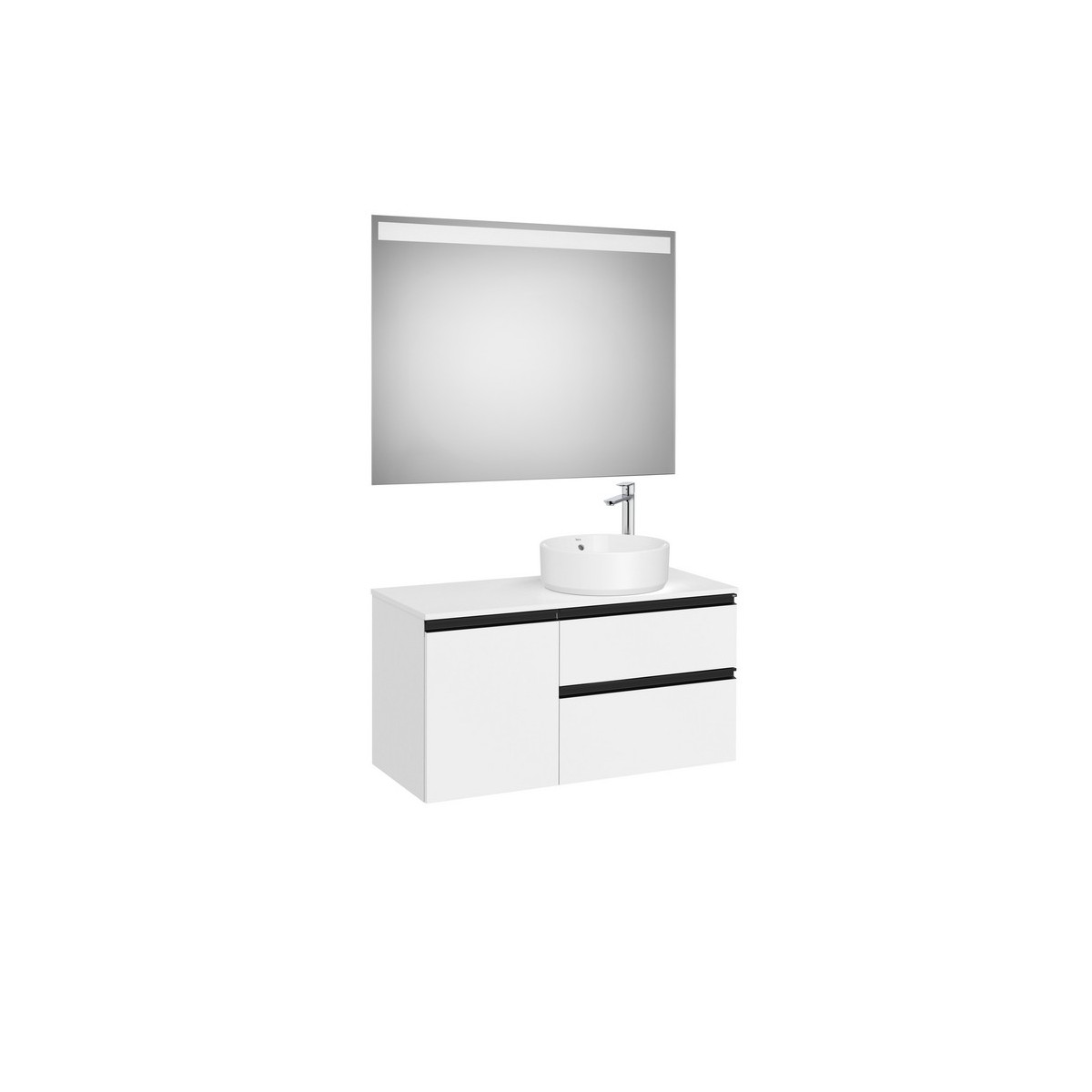 The gap pack 2t + 1p pour vasque à droite 1000mm blanc mat/poignées noires - ROCA A852001509 