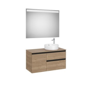 The gap pack 2t + 1p pour vasque à droite 1000mm noyer/poignées noires - ROCA A852001517 