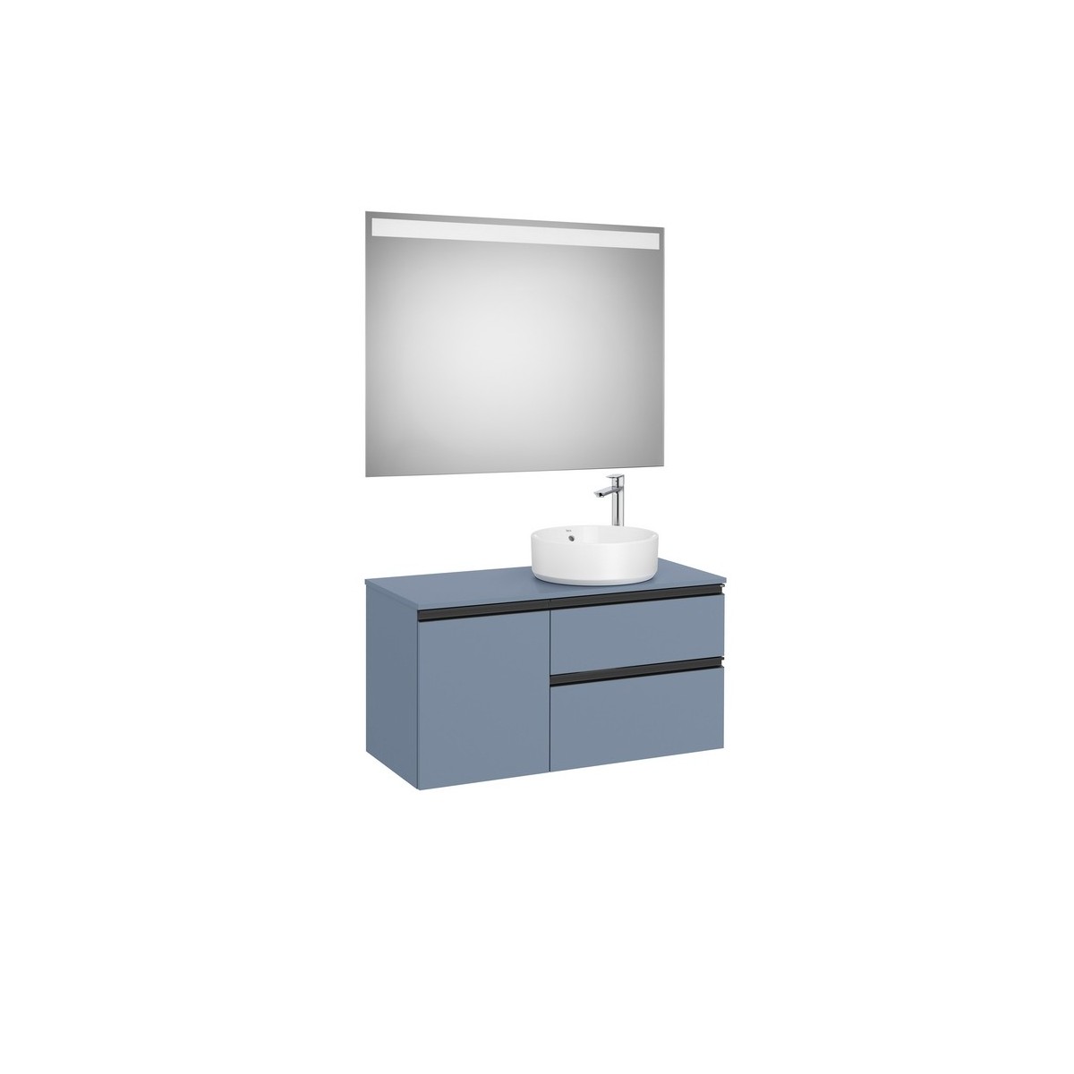 The gap pack 2t + 1p pour vasque à droite 1000mm bleu mat/ poignées noires - ROCA A852001548 