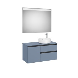 The gap pack 2t + 1p pour vasque à droite 1000mm bleu mat/ poignées noires - ROCA A852001548 