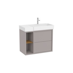 Tura unik 2t 2 niches lat lavabo asymétrique d 800 gris clair mat - ROCA A852027559 