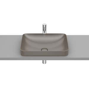 Inspira square vasque semi-encastrée en fineceramic sans trop-plein 550x370 café - ROCA A327534660 