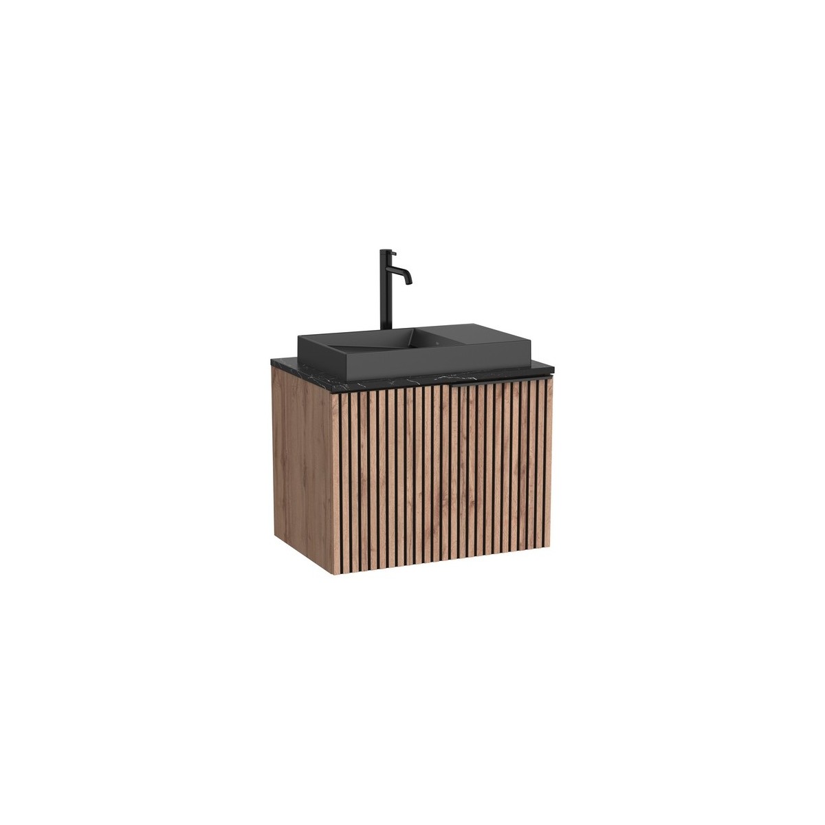 Horizon unik meuble 1 tiroir 700 + plan noir + vasque 600x380 mm noire mate - ROCA A851954553 
