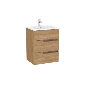 Victoria-n unik (meuble+lavabo) 3 tiroirs droite 600 mm noyer - ROCA A852100517 