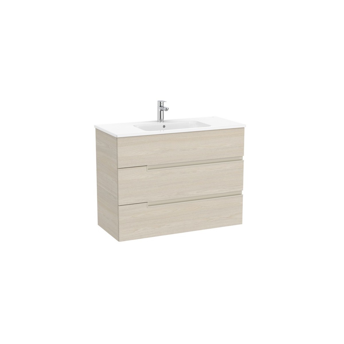 Victoria-n unik (meuble+lavabo) 3 tiroirs 1000 mm frêne clair - ROCA A852103541 