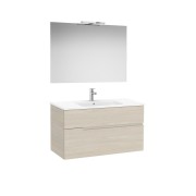 Victoria-n pack (meuble+lavabo+miroir+applique) 2 tiroirs 1000 mm frêne clair - ROCA A852108541 