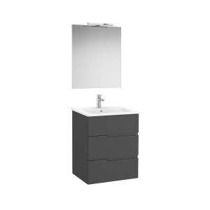 Victoria-n pack (meuble+lavabo+miroir+applique) 3 tiroirs droite 600 mm onyx - ROCA A852110531 