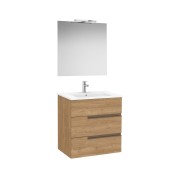 Victoria-n pack (meuble+lavabo+miroir+applique) 3 tiroirs 700 mm noyer - ROCA A852111517 