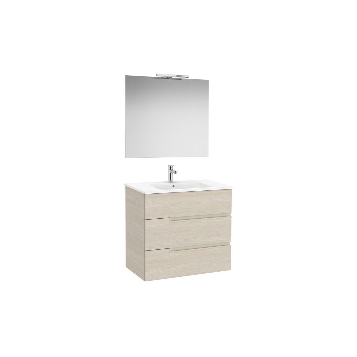 Victoria-n pack (meuble+lavabo+miroir+applique) 3 tiroirs 800 mm frêne clair - ROCA A852112541 