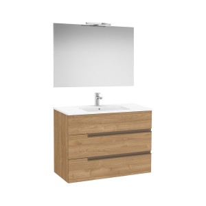 Victoria-n pack (meuble+lavabo+miroir+applique) 3 tiroirs 1000 mm noyer - ROCA A852113517 