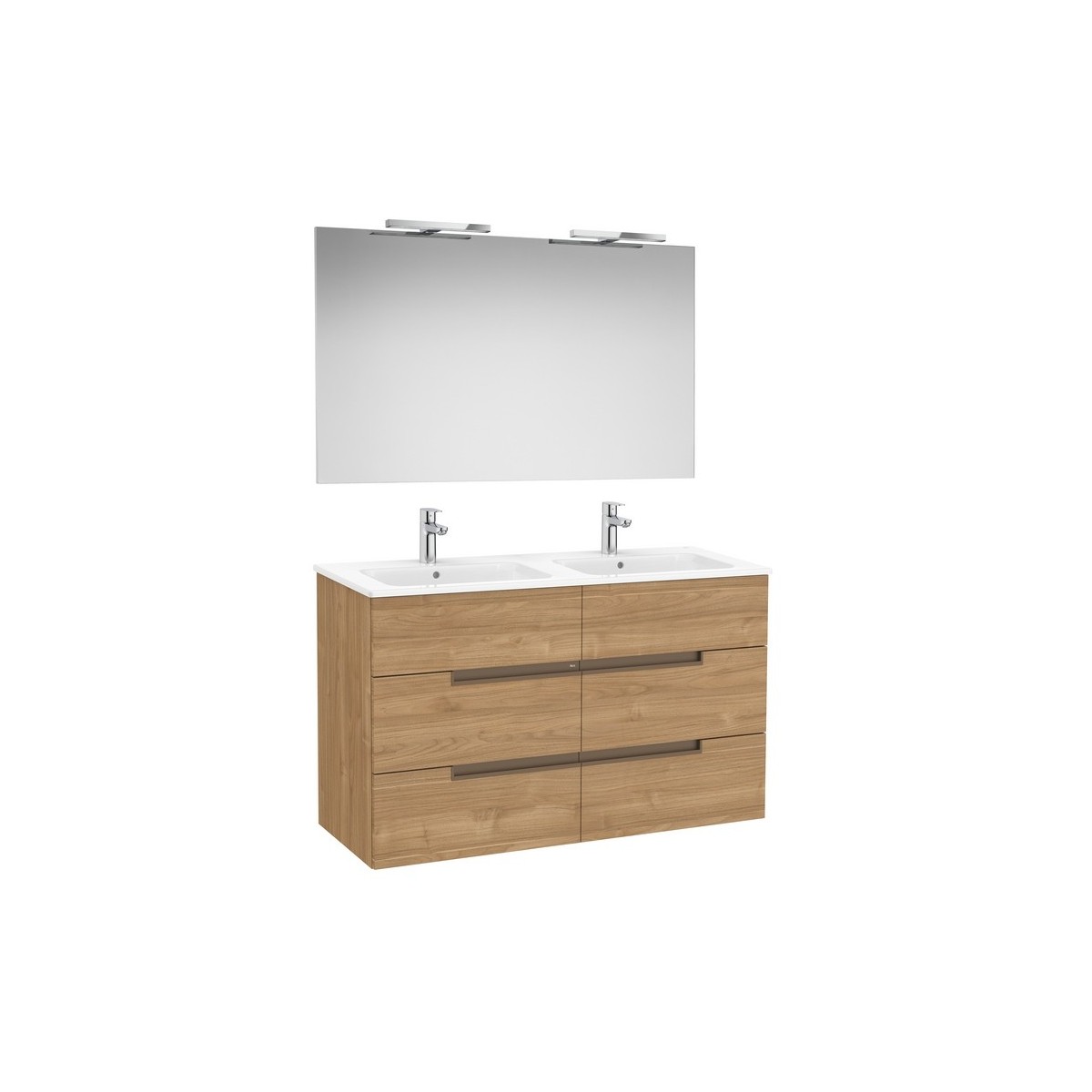 Victoria-n pack (meuble+lavabo+miroir+appliques) 6 tiroirs 1200 mm noyer - ROCA A852114517 