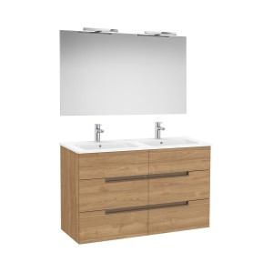 Victoria-n pack (meuble+lavabo+miroir+appliques) 6 tiroirs 1200 mm noyer - ROCA A852114517 