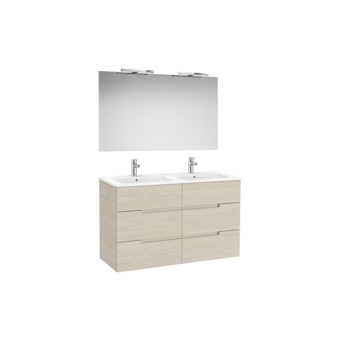 Victoria-n pack (meuble+lavabo+miroir+appliques) 6 tiroirs 1200 mm frêne clair - ROCA A852114541 
