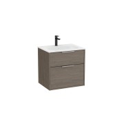 Optica unik 2 tiroirs et lavabo porcelaine 600 mm chêne foncé - ROCA A852451537 