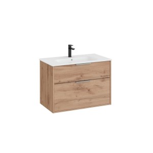 Optica unik 2 tiroirs et lavabo porcelaine 800 mm noyer - ROCA A852453517 